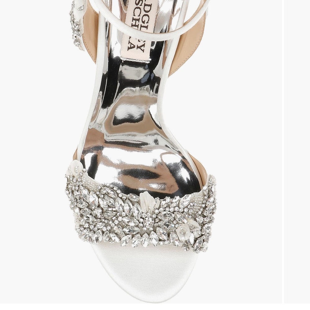 Badgley Mischka Silver Embellished Heels - Picture 2 of 4